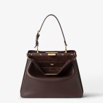 FENDI Peekaboo Soft Medium Dark brown leather bag - Image 4